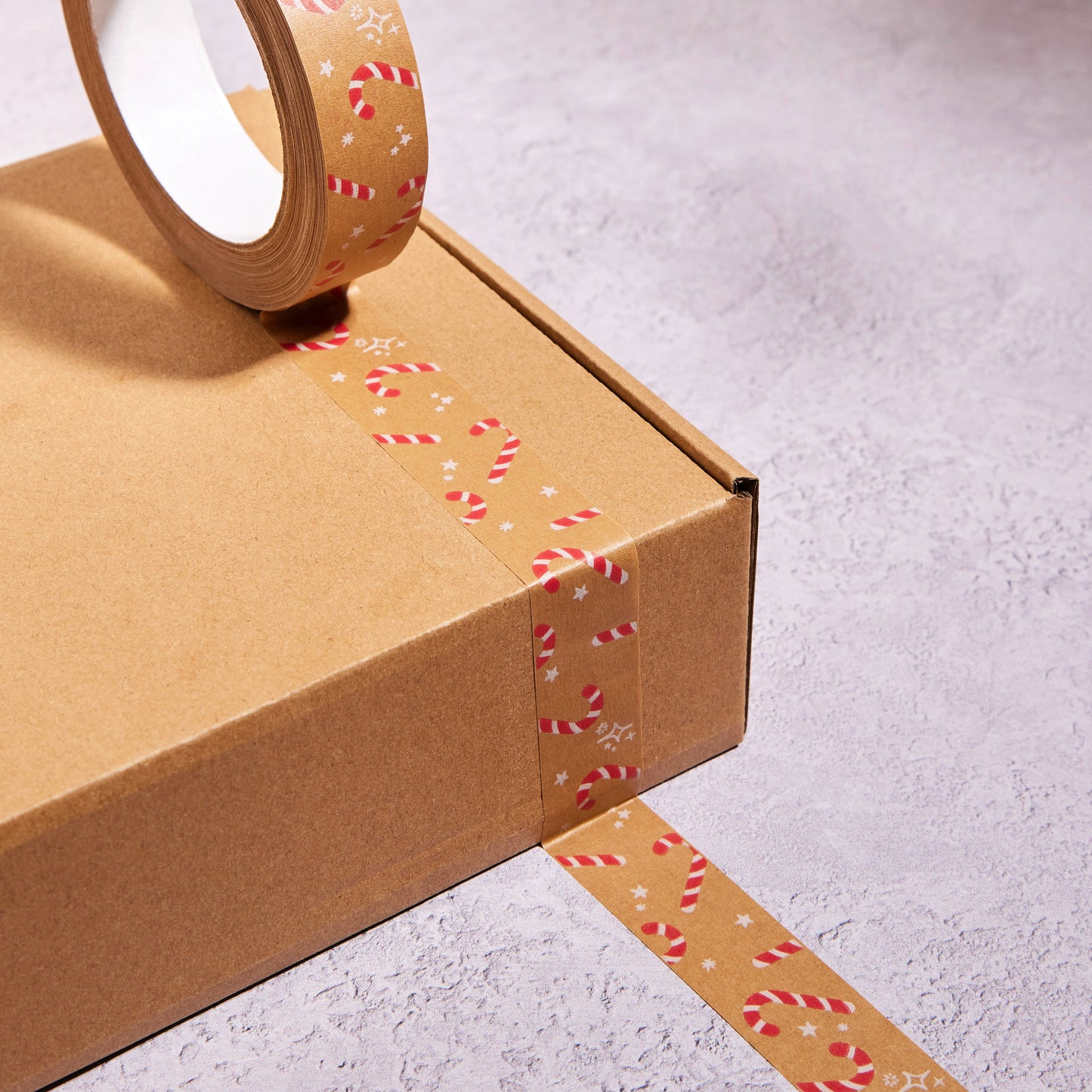 Candy Cane Eco-Friendly Kraft Paper Tape Christmas Design 24mm x 50m