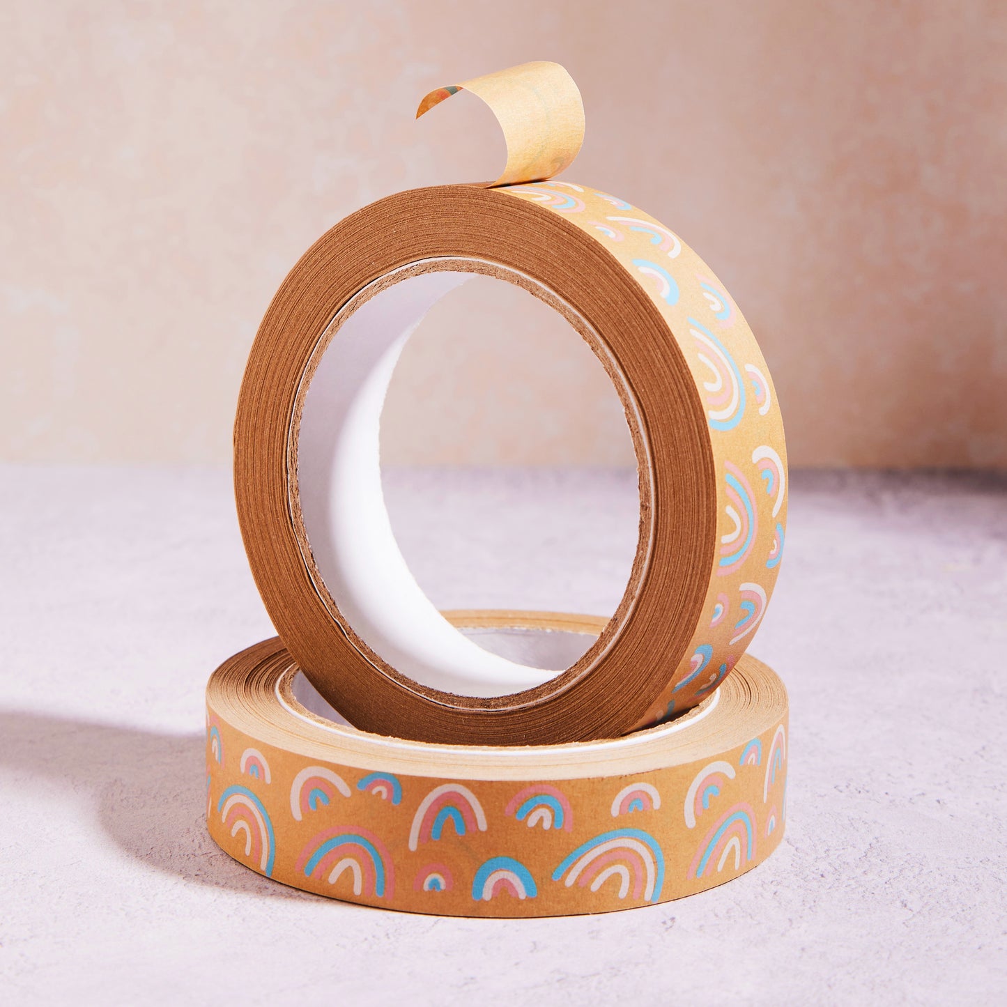 Rainbow Eco-Friendly Kraft Paper Tape Pastel Design 24mm x 50m