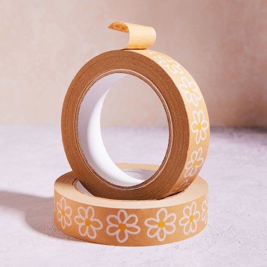 Daisy Eco-Friendly Kraft Paper Tape Floral Design 24mm x 50m